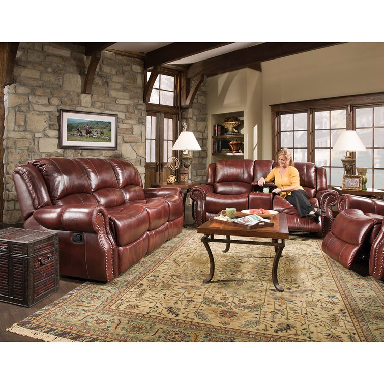 2 piece leather discount reclining sofa set